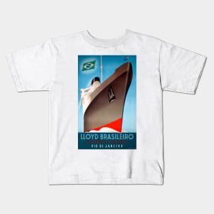 Vintage Travel Poster The Netherlands Lloyd Brasileiro Kids T-Shirt